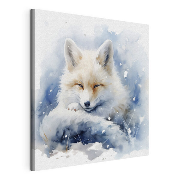 Tableaux Aquarelle d'un renard couché dans la neige (UGS : s41436) Tableaux Tableaux Aquarelle d'un renard couché dans la neige (UGS : s41436)