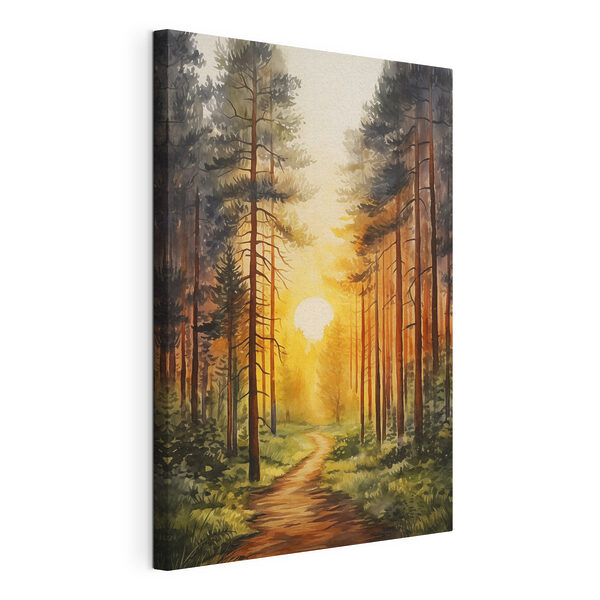 Peinture d'une forêt avec un chemin et des arbres Tableaux Peinture d'une forêt avec un chemin et des arbres