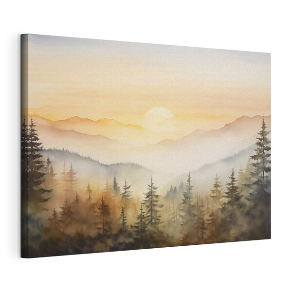Aquarelle d'une forêt et de montagnes Tableaux Aquarelle d'une forêt et de montagnes