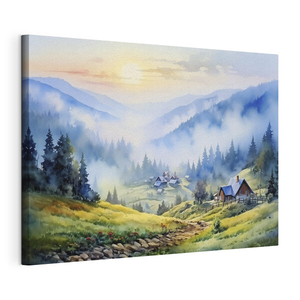 Peinture d'un village de montagne Tableaux Peinture d'un village de montagne