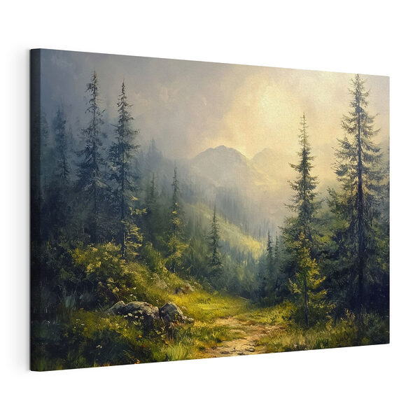 Peinture d'une forêt avec des montagnes et des arbres Tableaux Peinture d'une forêt avec des montagnes et des arbres