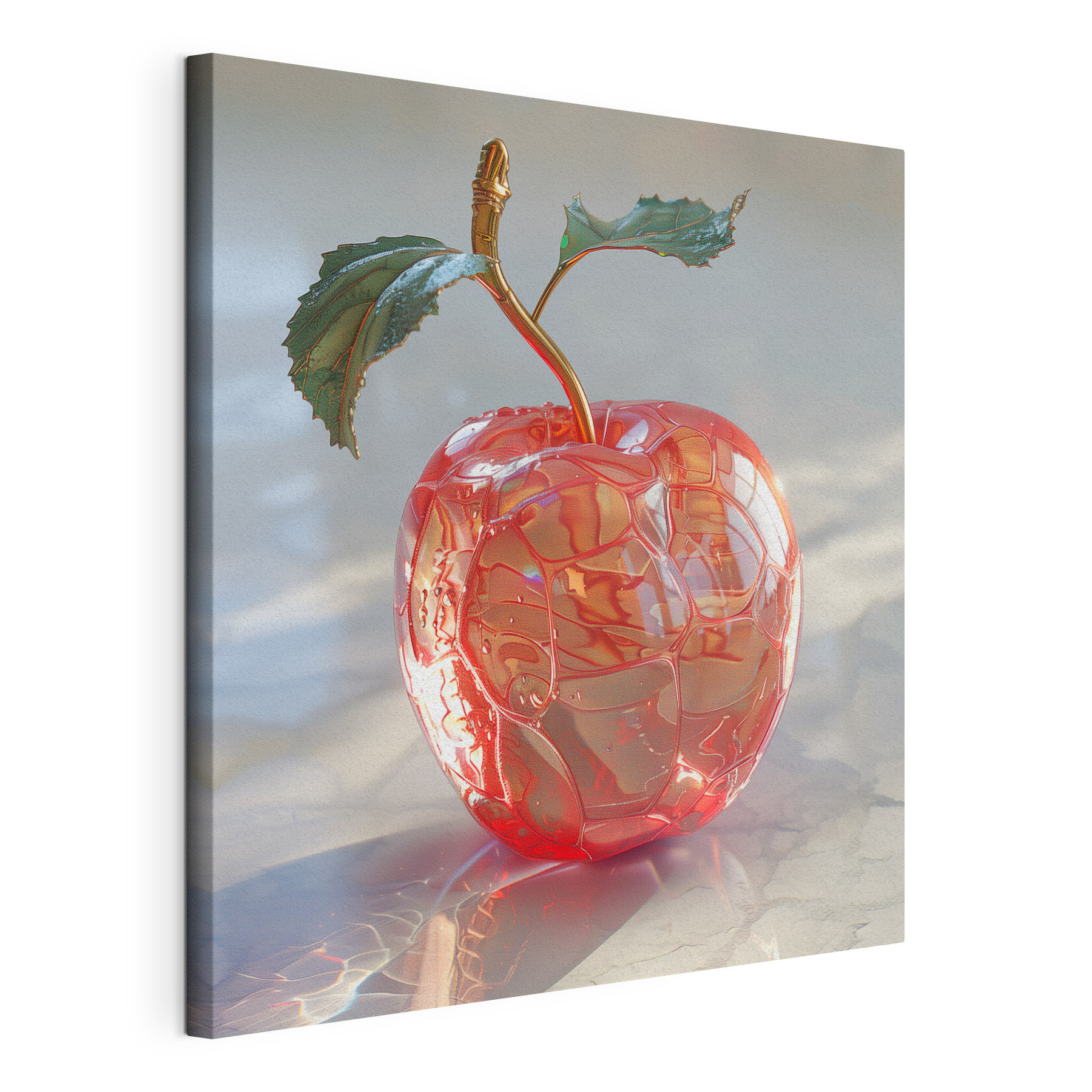 Glass apple with a stem and leaves Glass apple with a stem and leaves
