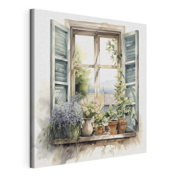 Tableaux Aquarelle d'une fenêtre avec des plantes en pot (UGS : s42144) Tableaux Tableaux Aquarelle d'une fenêtre avec des plantes en pot (UGS : s42144)