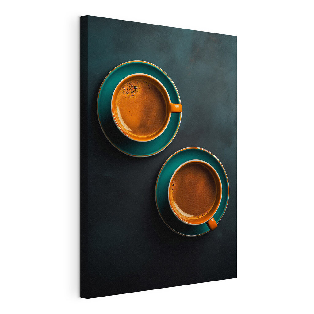 Two cups of coffee on saucers