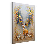 Peinture d'un cerf avec des fleurs et des montagnes Tableaux Peinture d'un cerf avec des fleurs et des montagnes