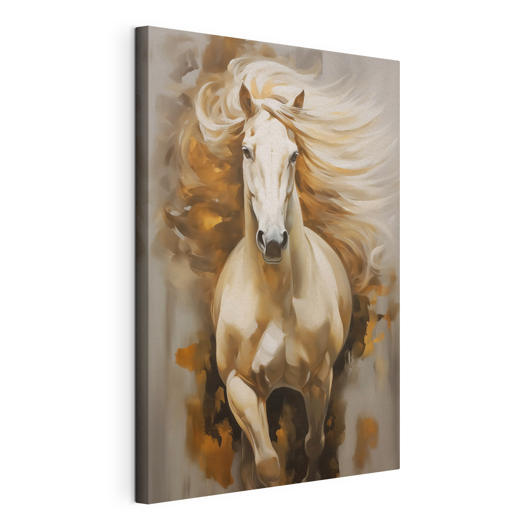Painting of a horse with a long mane