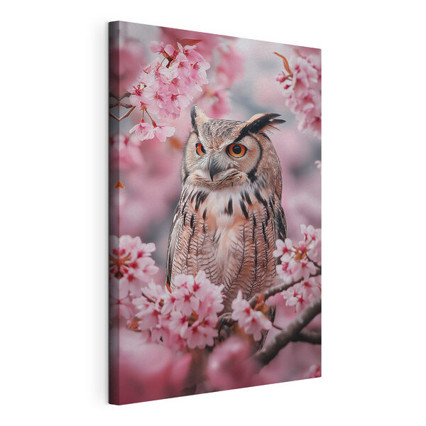 Tableaux Un hibou dans un arbre aux fleurs roses (UGS : s42784) Tableaux Tableaux Un hibou dans un arbre aux fleurs roses (UGS : s42784)