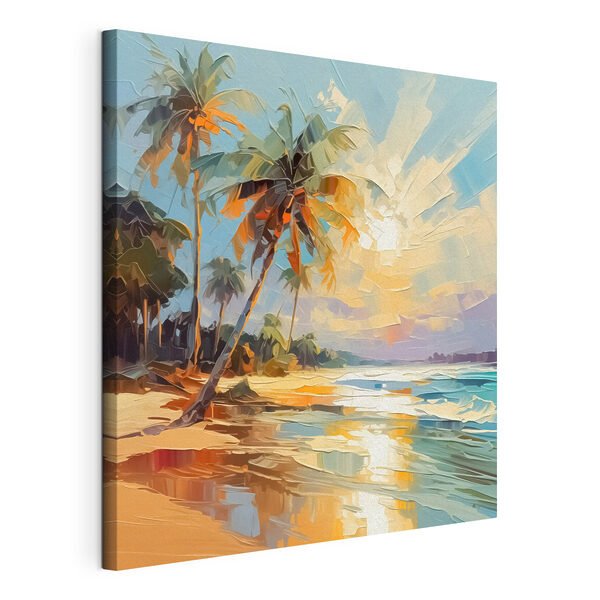 Peinture d'une plage avec des palmiers Tableaux Peinture d'une plage avec des palmiers