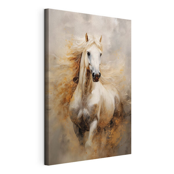 Tableaux Peinture d'un cheval blanc avec une longue crinière (UGS : s42932) Tableaux Tableaux Peinture d'un cheval blanc avec une longue crinière (UGS : s42932)