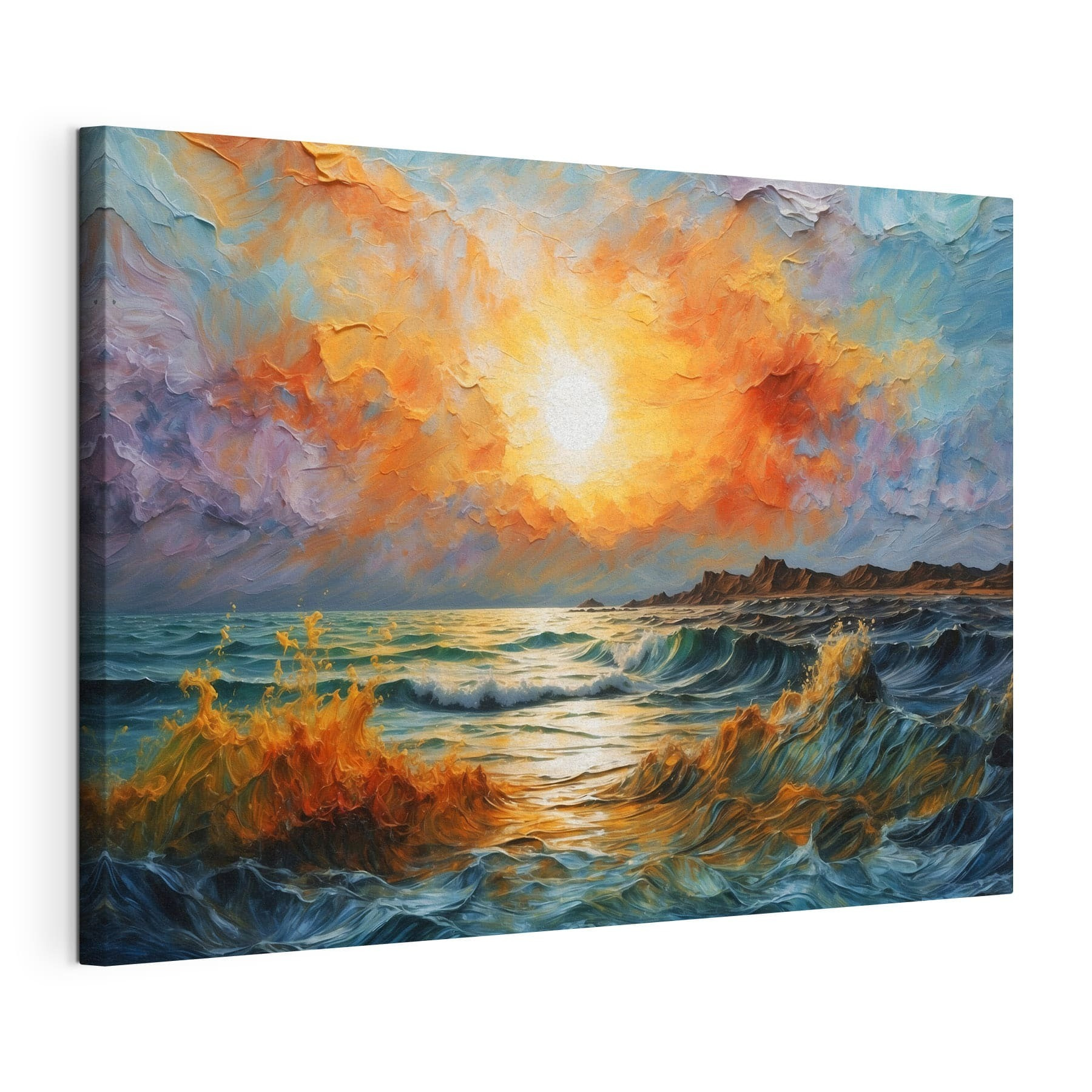 Painting of a sunset over a body of water