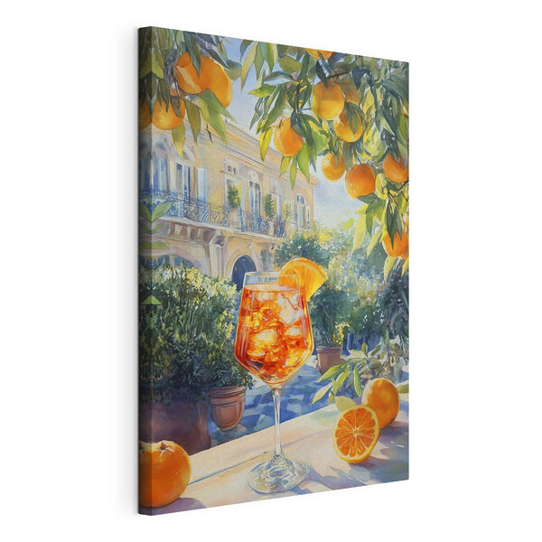 Verre de jus d'orange avec des oranges en arrière-plan Tableaux Verre de jus d'orange avec des oranges en arrière-plan
