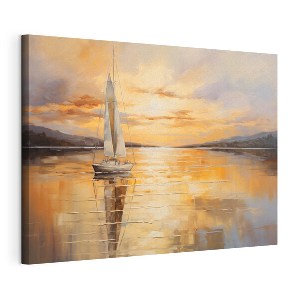 Peinture d'un voilier sur un lac calme Tableaux Peinture d'un voilier sur un lac calme