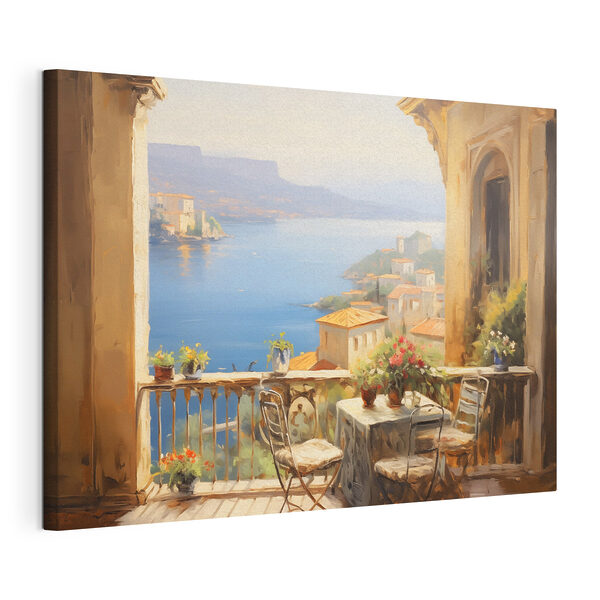 Tableaux Peinture d'un balcon donnant sur un plan d'eau (UGS : s43173) Tableaux Tableaux Peinture d'un balcon donnant sur un plan d'eau (UGS : s43173)