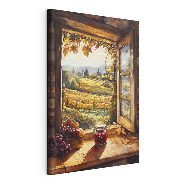 Tableaux Fenêtre avec vue sur un vignoble et pot de confiture (UGS : s43186) Tableaux Tableaux Fenêtre avec vue sur un vignoble et pot de confiture (UGS : s43186)