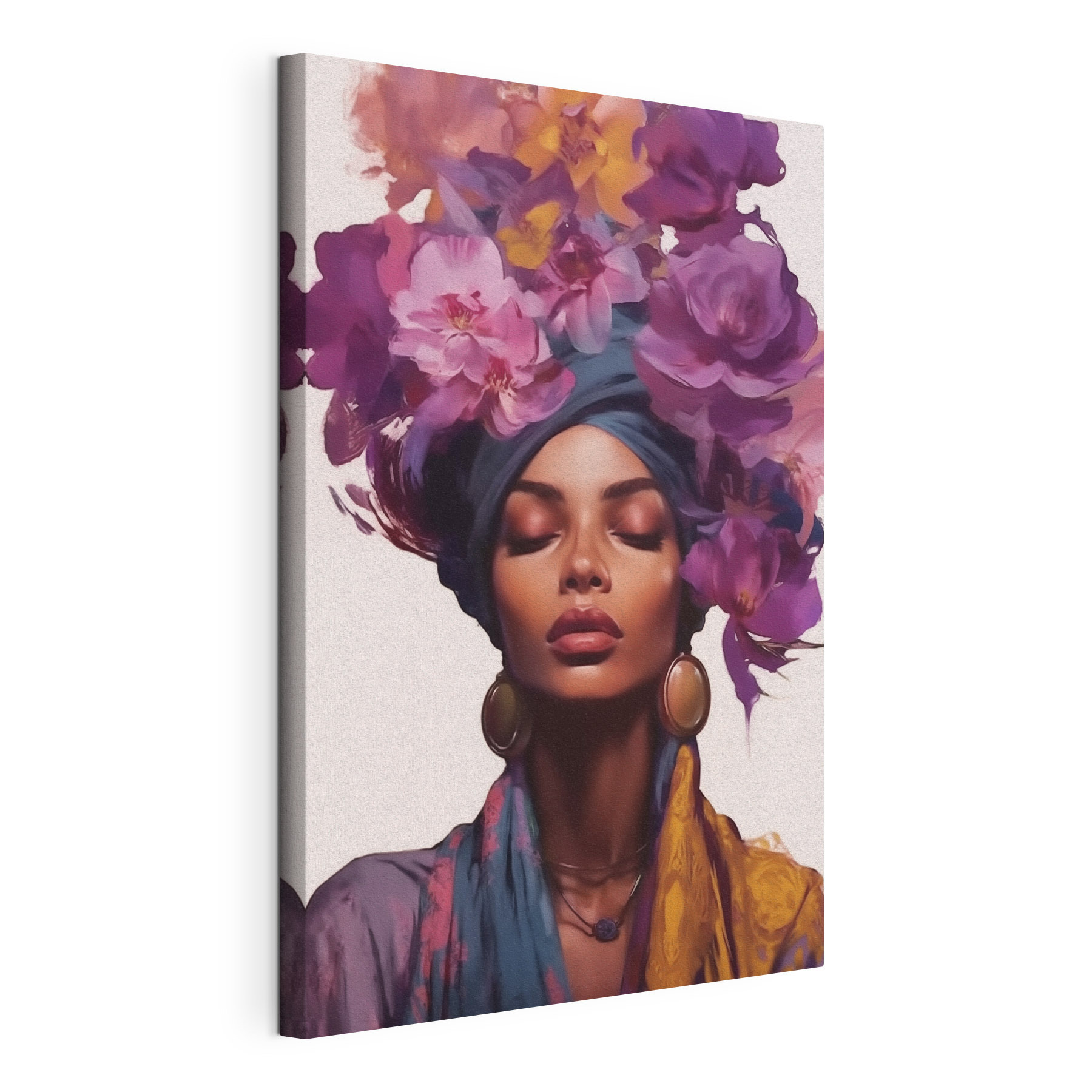 Woman with flowers on her head