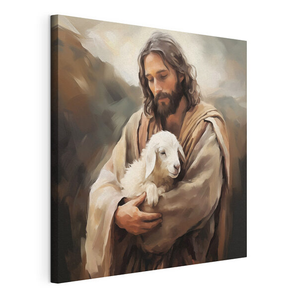 Tableaux Peinture d'un homme tenant un agneau (UGS : s43356) Tableaux Tableaux Peinture d'un homme tenant un agneau (UGS : s43356)
