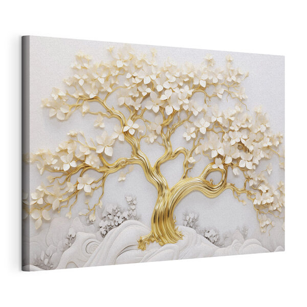 Arbre avec des feuilles et des fleurs blanches Tableaux Arbre avec des feuilles et des fleurs blanches