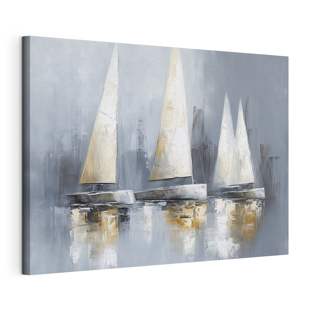 Painting of sailboats on water