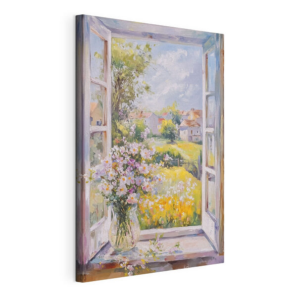 Tableaux Peinture d'une fenêtre avec des fleurs (UGS : s43889) Tableaux Tableaux Peinture d'une fenêtre avec des fleurs (UGS : s43889)