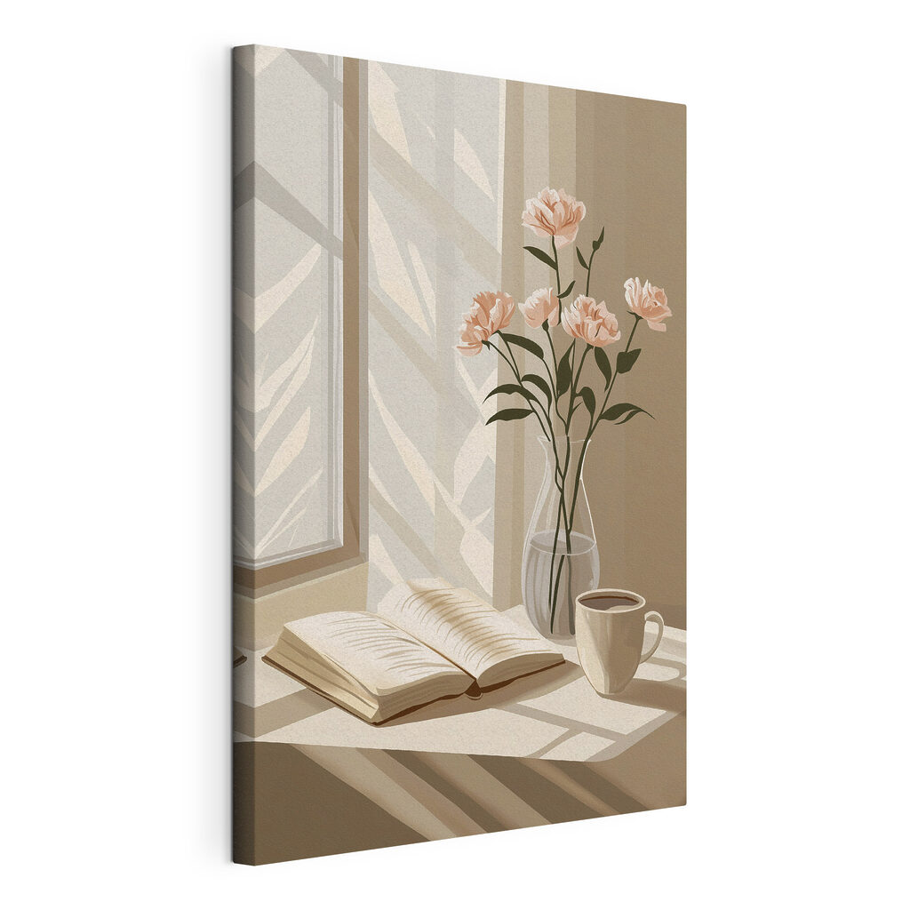 Book and a vase with flowers