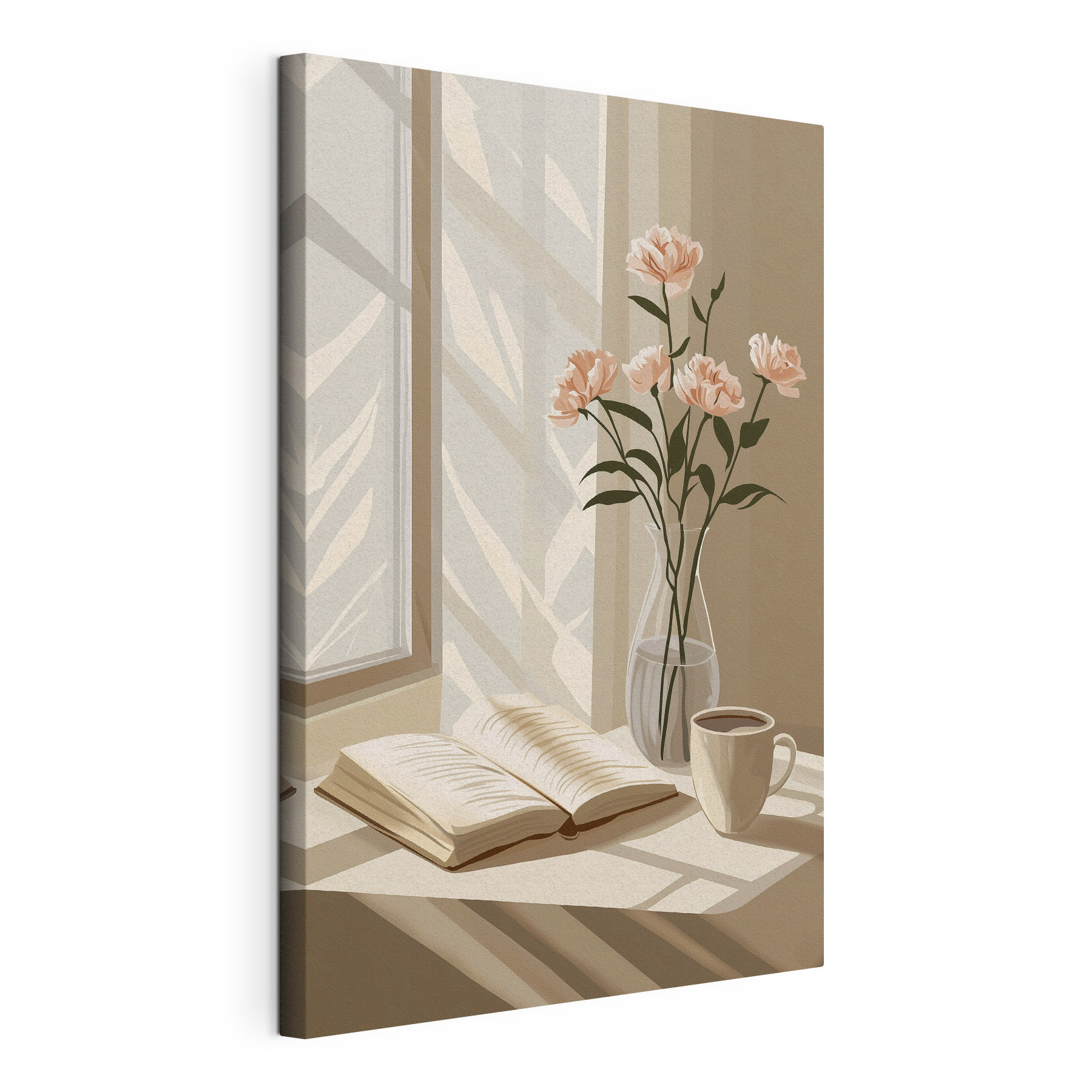 Book and a vase with flowers