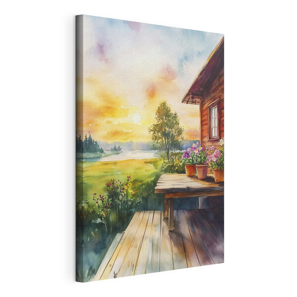 Tableaux Aquarelle d'une maison avec des fleurs sur une table (UGS : s44017) Tableaux Tableaux Aquarelle d'une maison avec des fleurs sur une table (UGS : s44017)