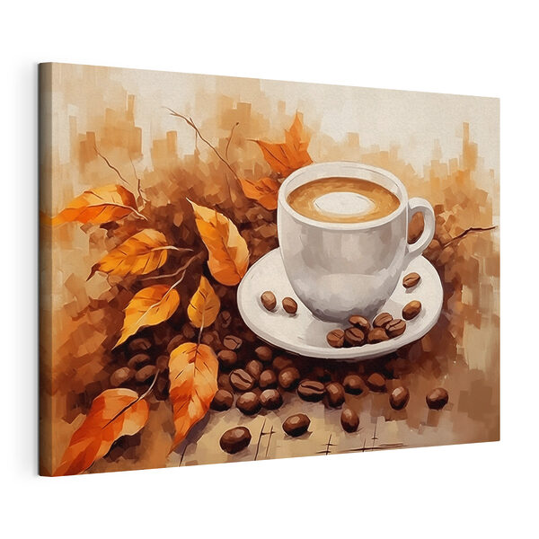 Tableaux Tasse à café et grains de café sur une soucoupe (UGS : s44116) Tableaux Tableaux Tasse à café et grains de café sur une soucoupe (UGS : s44116)