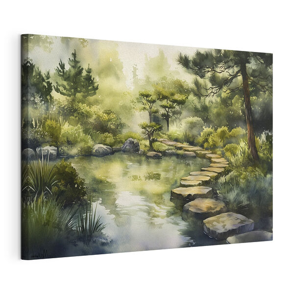Tableaux Aquarelle d'un chemin menant à un étang