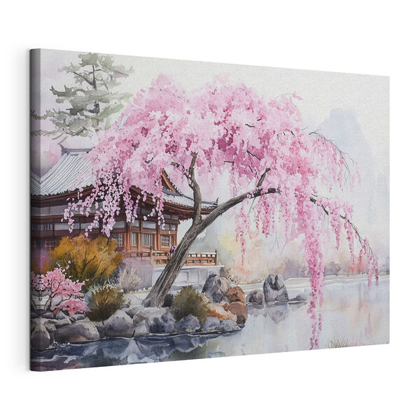 Tableaux Aquarelle d'un arbre avec des fleurs roses (UGS : s44312) Tableaux Tableaux Aquarelle d'un arbre avec des fleurs roses (UGS : s44312)
