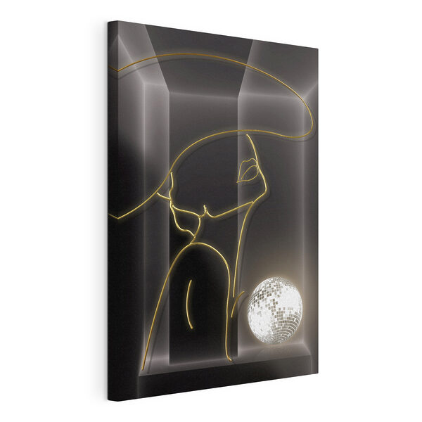 Tableaux Tableaux Dessin d'une femme avec une boule disco (UGS : s01416)