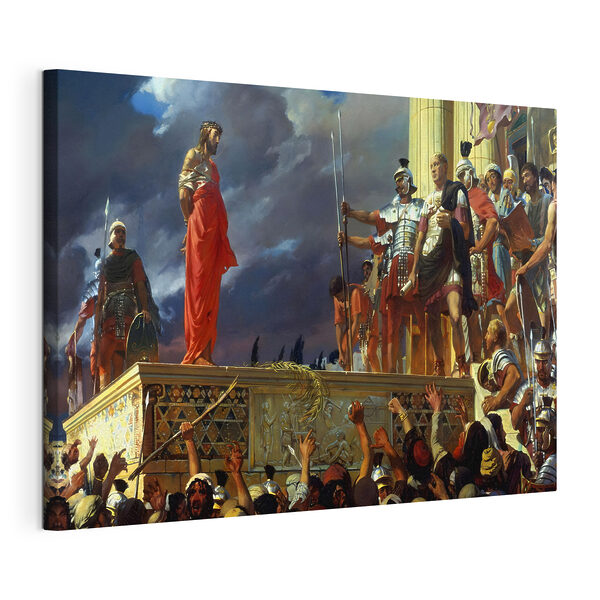 Tableaux Peinture d'un homme vêtu d'une robe rouge se tenant sur une plate-forme avec une foule de personnes (UGS : s18991) Tableaux Tableaux Peinture d'un homme vêtu d'une robe rouge se tenant sur une plate-forme avec une foule de personnes (UGS : s18991)