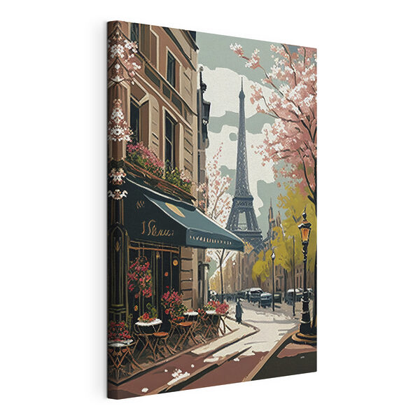 Peinture d'une rue avec une tour en arrière-plan Tableaux Peinture d'une rue avec une tour en arrière-plan