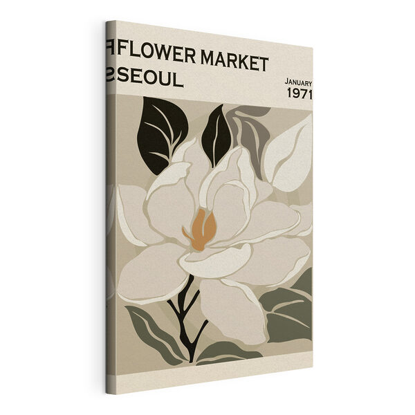 Une fleur blanche avec des feuilles noires Tableaux Une fleur blanche avec des feuilles noires