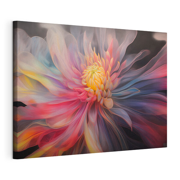 Une fleur colorée avec un centre jaune Tableaux Une fleur colorée avec un centre jaune