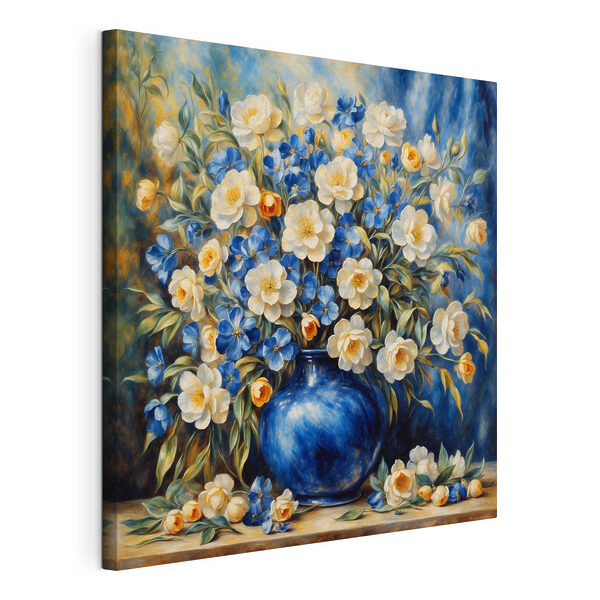 Peinture de fleurs dans un vase bleu Tableaux Peinture de fleurs dans un vase bleu
