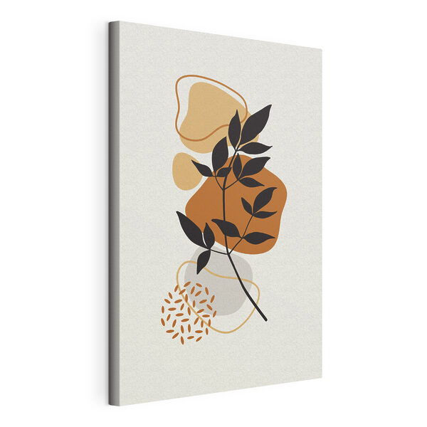 Une plante avec des feuilles et des formes brunes Tableaux Une plante avec des feuilles et des formes brunes