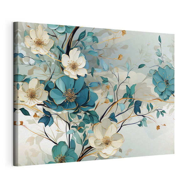 Tableaux Une peinture de fleurs et de feuilles