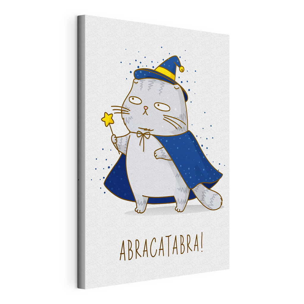 A cartoon of a cat wearing a wizard garment