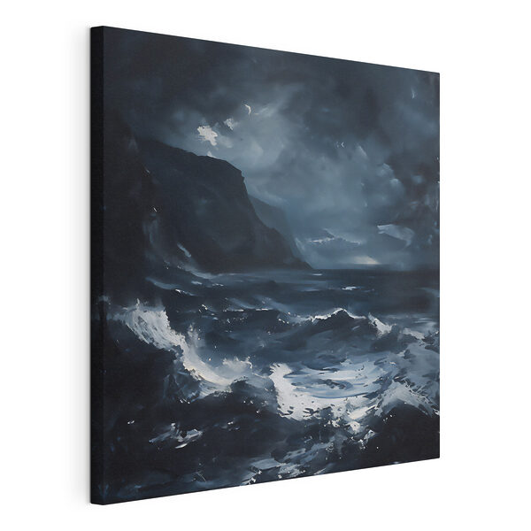 Tableaux Une mer agitée avec des montagnes et des nuages