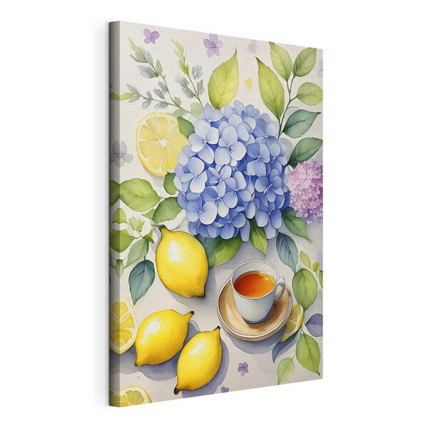 Tableaux Peinture d'une tasse de thé et de citrons