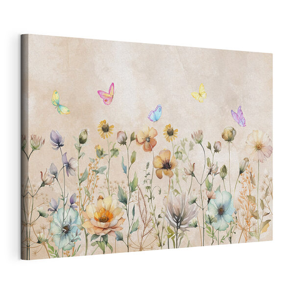 Une peinture de fleurs et de papillons Tableaux Une peinture de fleurs et de papillons