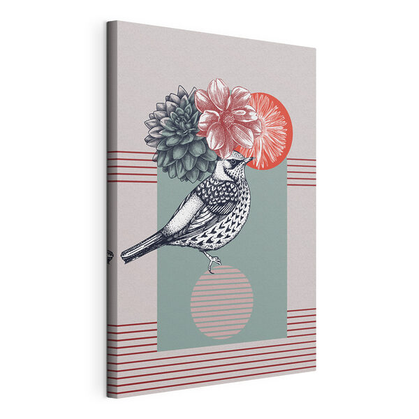 Un oiseau avec des fleurs sur la tête Tableaux Un oiseau avec des fleurs sur la tête