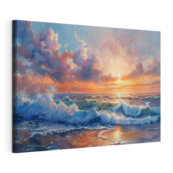 Une peinture de vagues s'écrasant sur la plage Tableaux Une peinture de vagues s'écrasant sur la plage