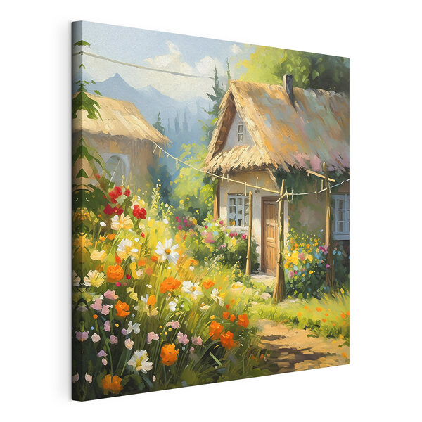 Peinture d'une maison avec des fleurs Tableaux Peinture d'une maison avec des fleurs