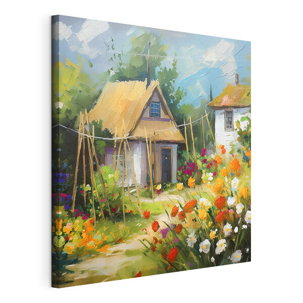 Peinture d'une maison avec des fleurs Tableaux Peinture d'une maison avec des fleurs