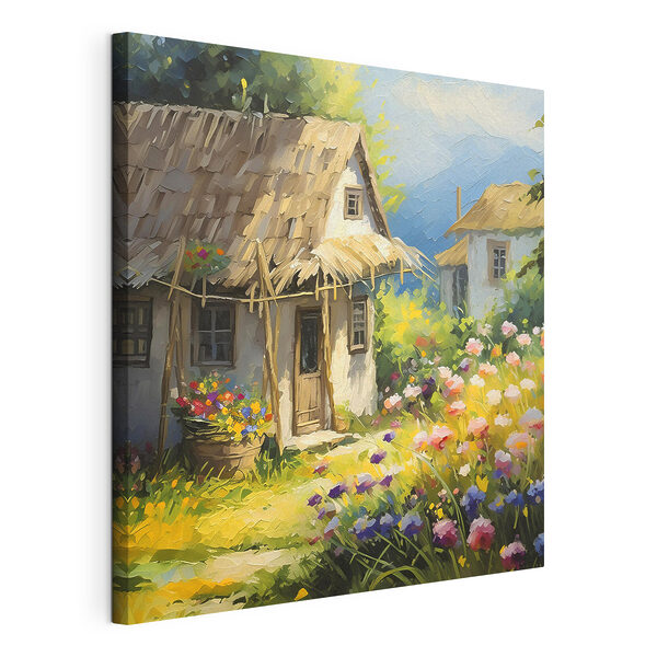 Peinture d'une maison avec des fleurs Tableaux Peinture d'une maison avec des fleurs