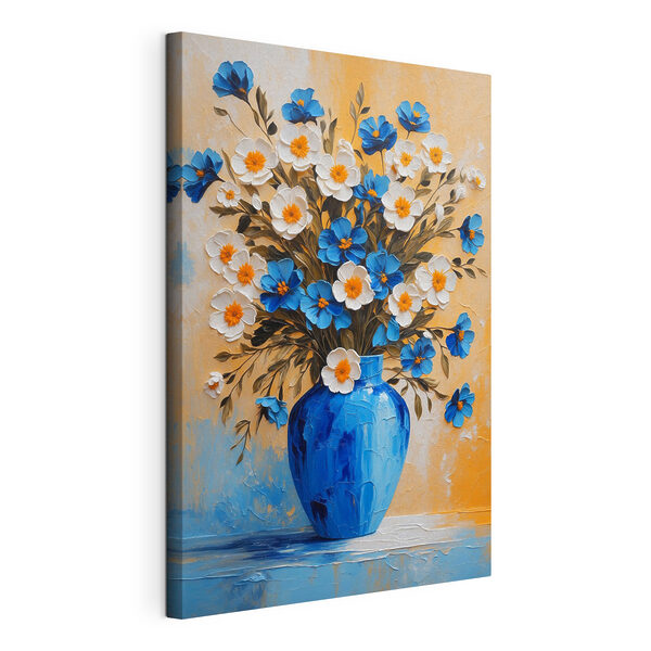 Peinture de fleurs dans un vase bleu Tableaux Peinture de fleurs dans un vase bleu