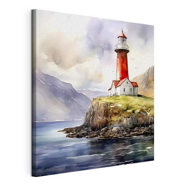 Une aquarelle représentant un phare sur une falaise Tableaux Une aquarelle représentant un phare sur une falaise
