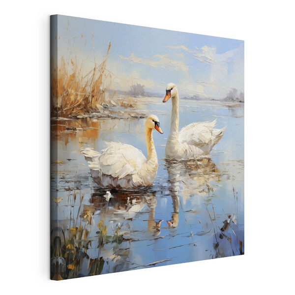 Deux cygnes dans un lac Tableaux Deux cygnes dans un lac