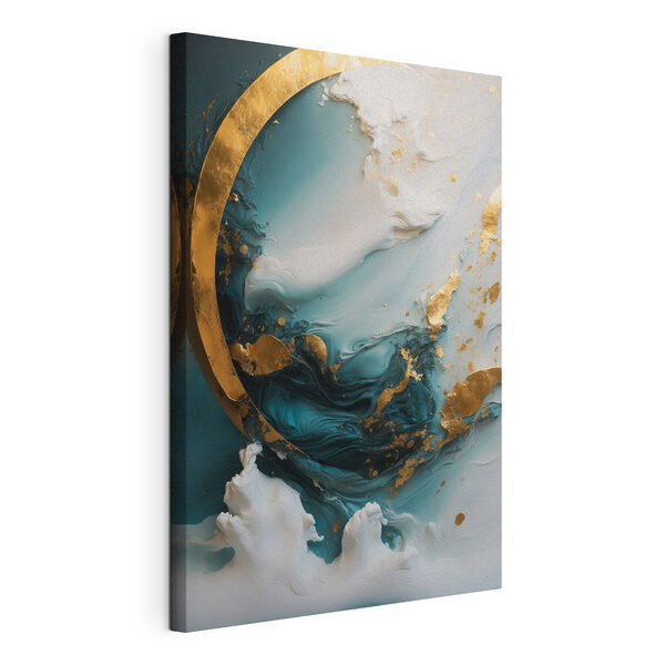Des volutes harmonieuses de turquoise et de blanc Tableaux Des volutes harmonieuses de turquoise et de blanc